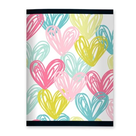Cuaderno Campus Engrampado 96 Hojas Liso Corazones de Colores