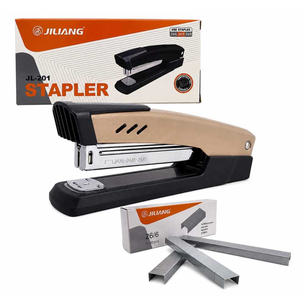 Set Engrampadora De Metal Con 5000 Grampas 26/6 BEIGE