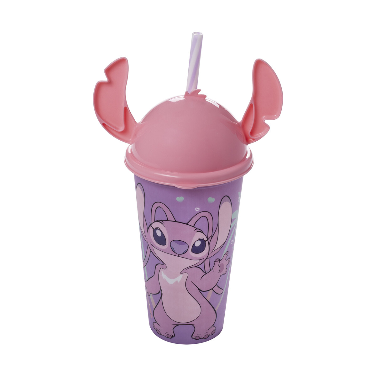 Vaso Plástico Milk Shake con Forma y Pajita Stitch 500 ml - ROSA 