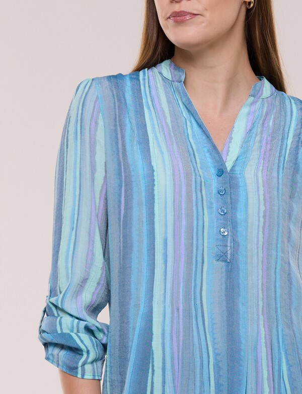 Blusa Plisada MULTI/CELESTE