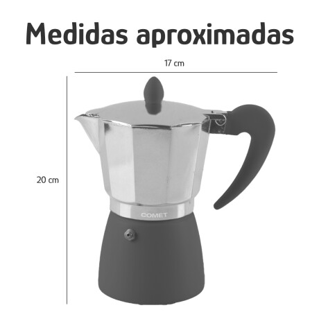 Cafetera Italiana Comet 6 Tazas Aluminio Mango Ergonómico Gris