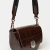 Bandolera The Circle En Floater Big Croco Chocolate Niquel