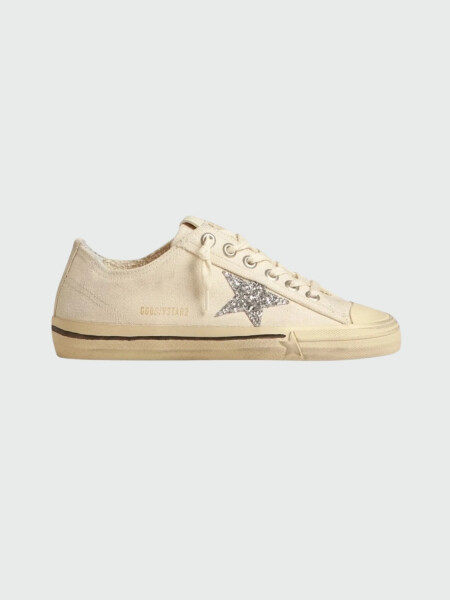 Golden Goose-Championes de cuero acordonados, V- Star Blanco