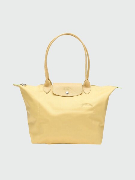 Longchamp -Cartera Longchamp plegable de nylon con cierre y asa larga, Le pliage L Amarillo Pastel