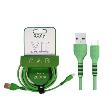 CABLE DE DATOS ROCA VIT USB a Tipo C 200cm 2.4A VERDE