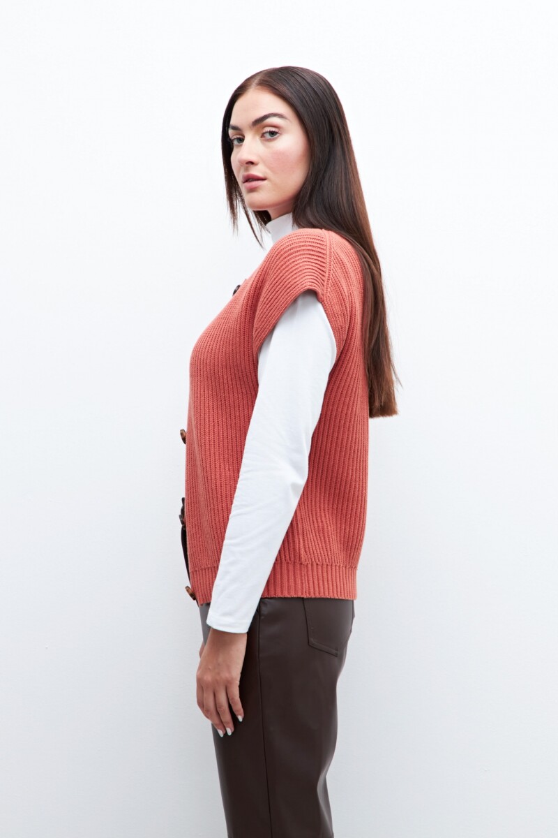 Cardigan manga corta lacre