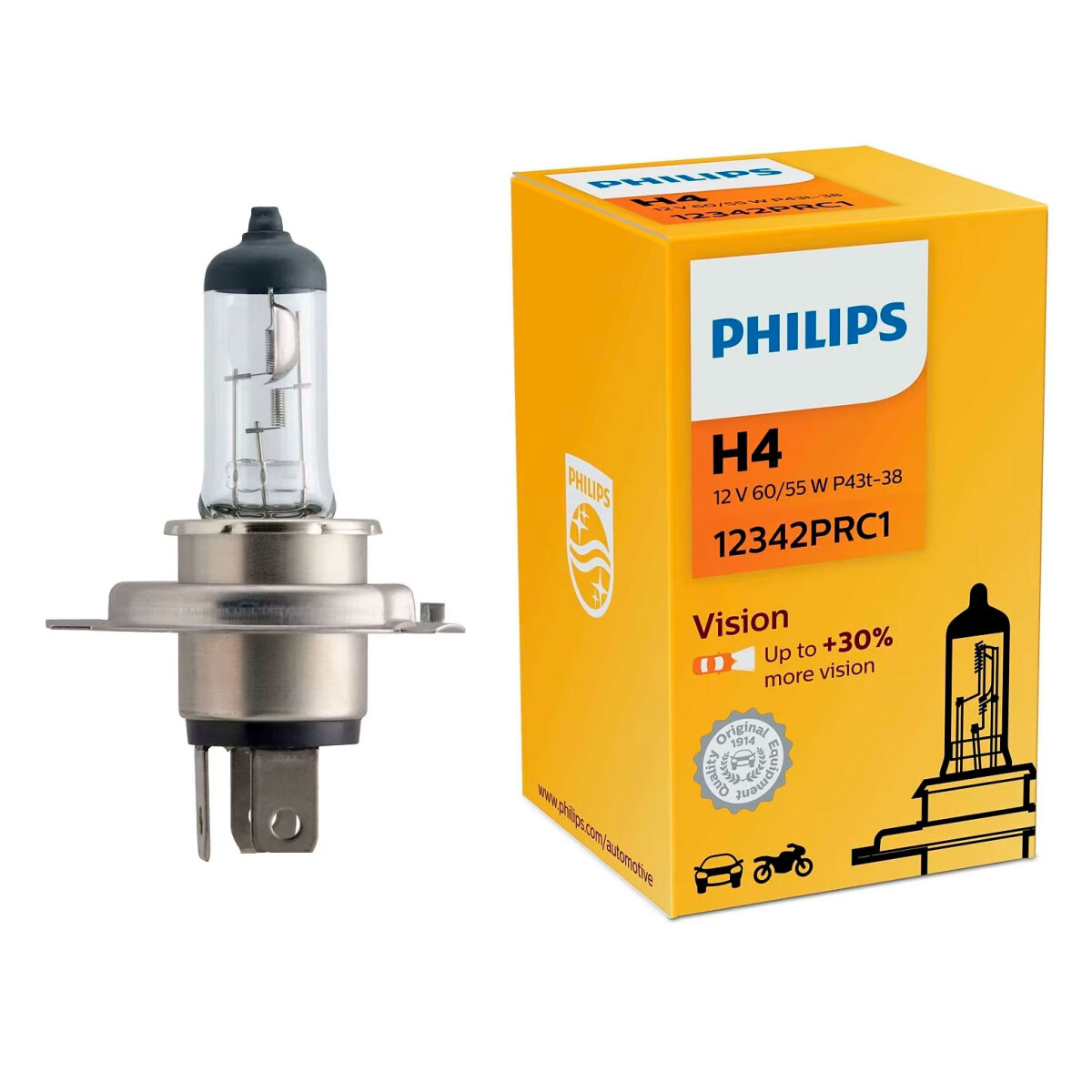 LAMPARA - HALOGENA 12V 60-55W H4 P43 PREMIUM PHILIPS 