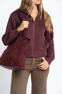 Campera Tejida Algodon Burdeos