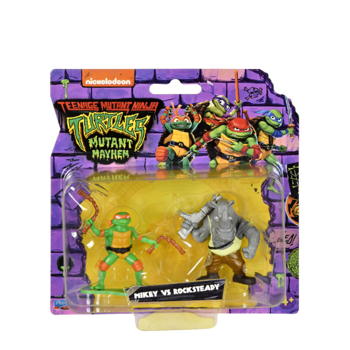 Michelangelo vs Rocksteady Pack 2 Mini Figuras • Tortugas Ninja TMNT 