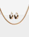 Bijouterie Set Metal Bijou Set Collar Metal Y Aros Argolla Bold - Dorado