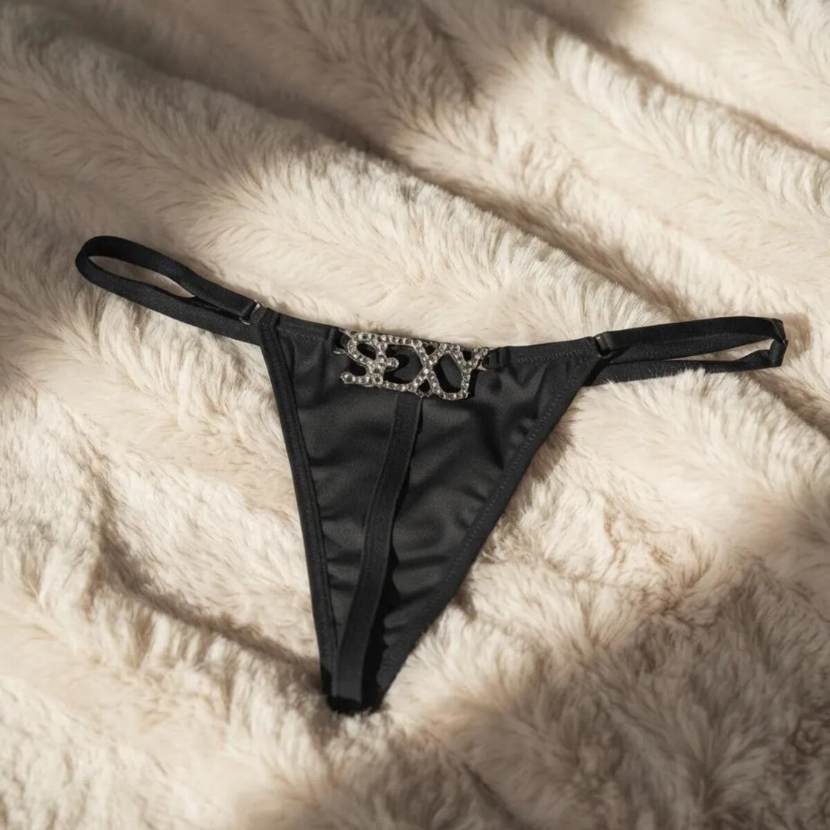 Tanga Con Strass Sexy - Negro 