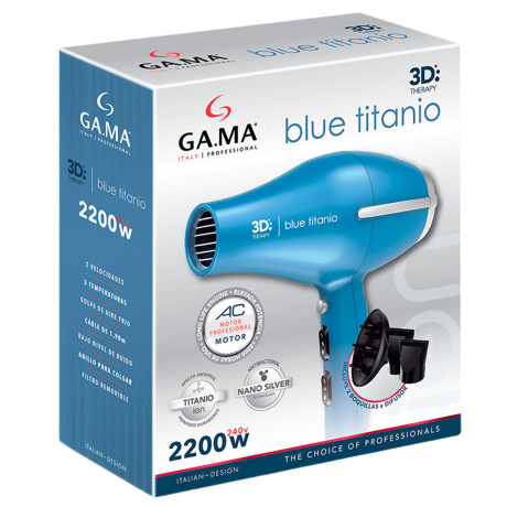 Secador de Pelo Gama Blue Titanio 3D Therapy 2200W + Accesorios Secador de Pelo Gama Blue Titanio 3D Therapy 2200W + Accesorios