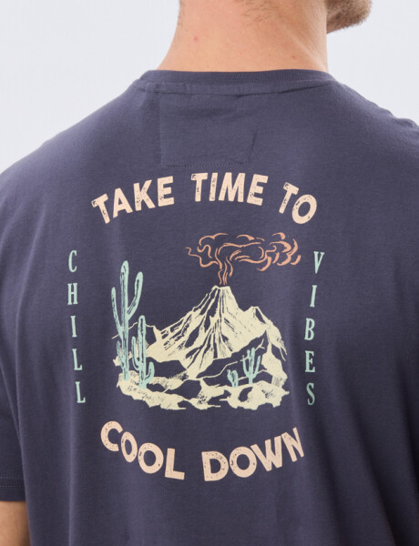 REMERA ESTAMPADA DE ALGODÓN Azul