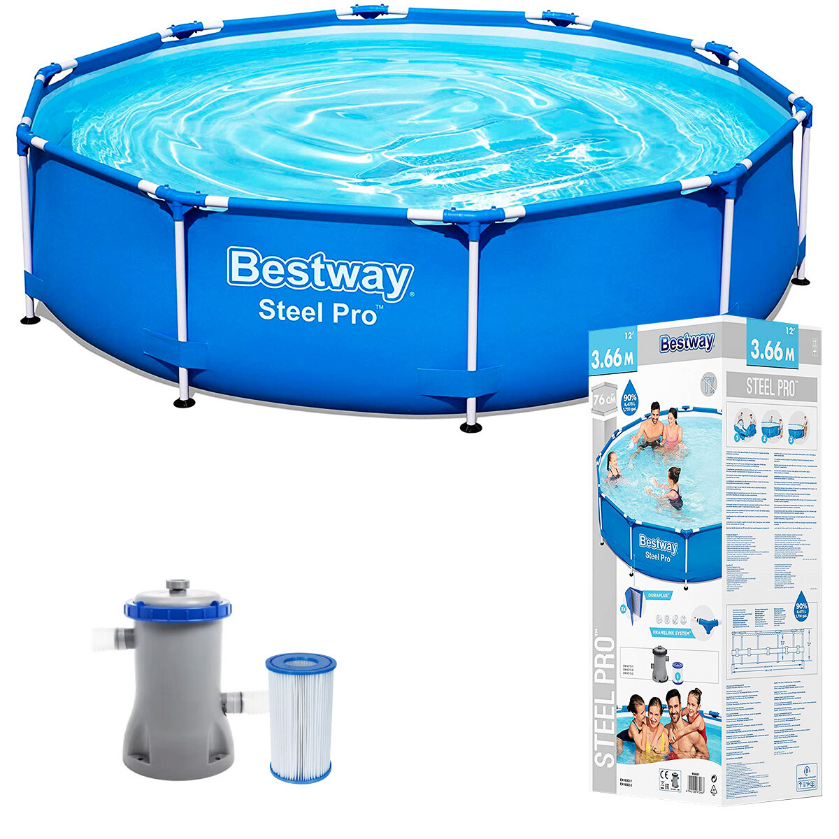 Piscina Bestway Estructural 6473 L 366x76cm + Bomba - Azul 