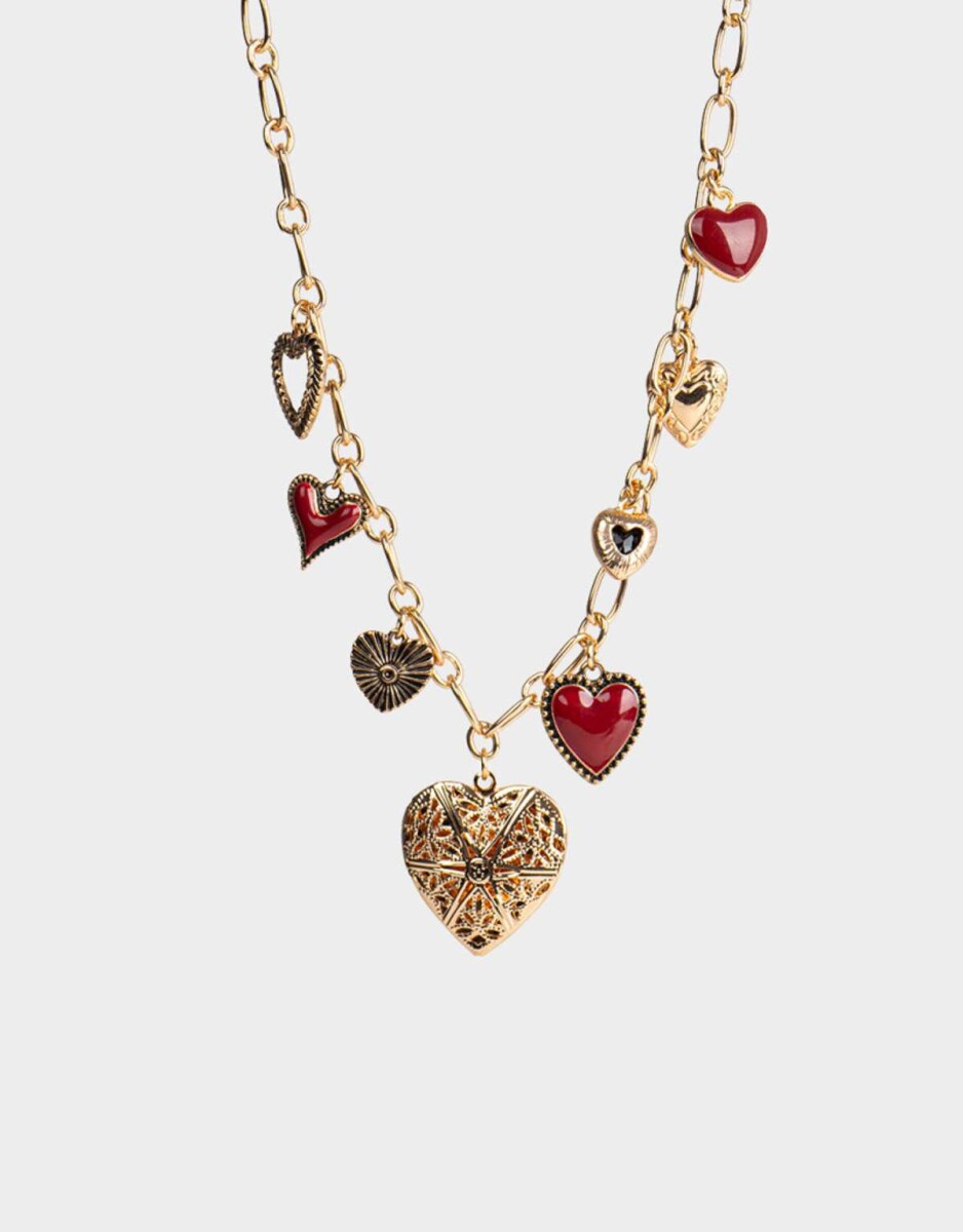 Collares Cortos Con corazón - Dorado 