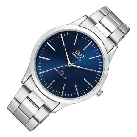 Reloj Q&Q Original Metal Plateado Para Hombre Análogo Plateado-Azul
