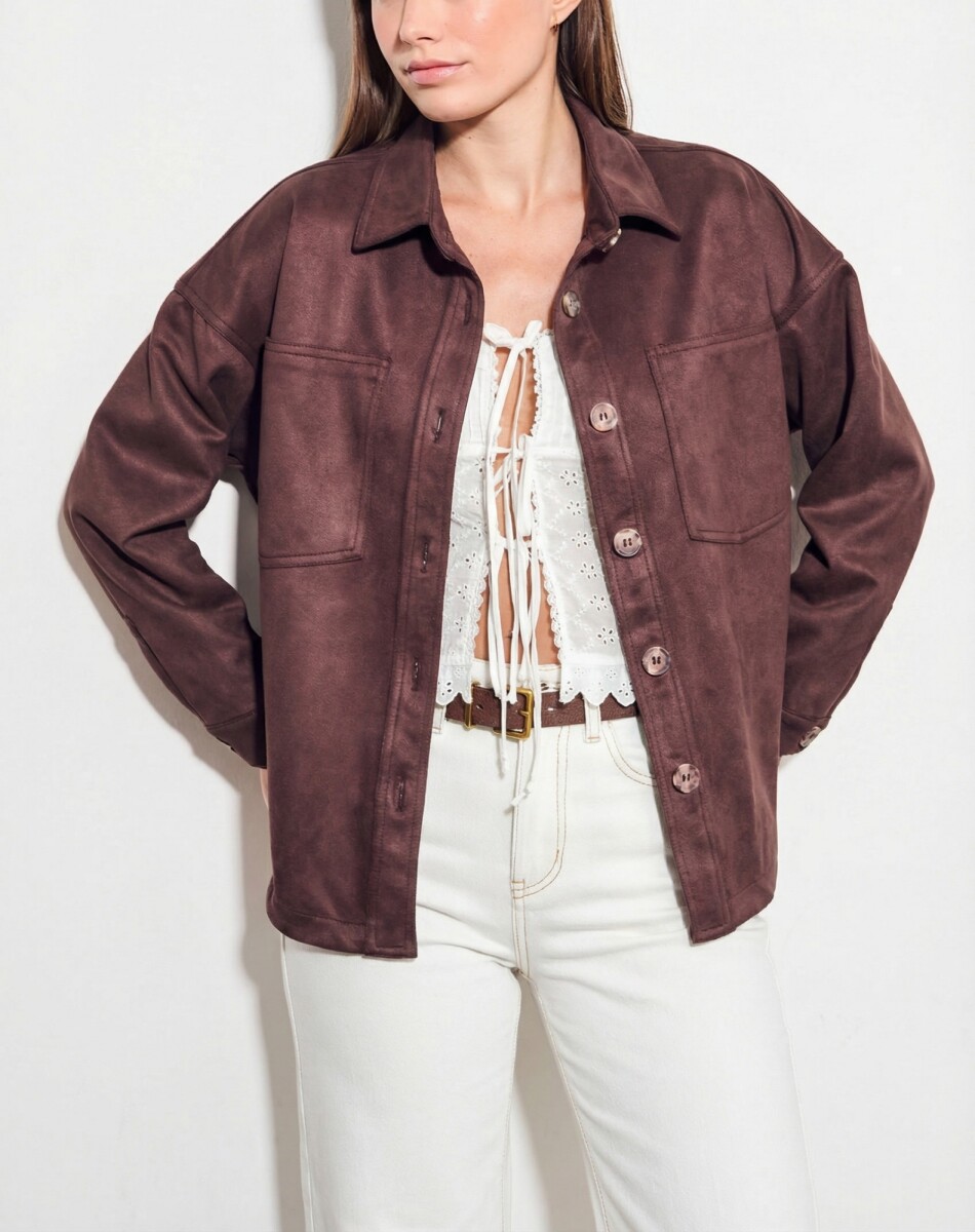 Sobrecamisa Gamuza Cuero Vegano - Marron 
