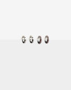 Aros Argollas Set Strass Set De Argollas Metal Y Strass - Negro