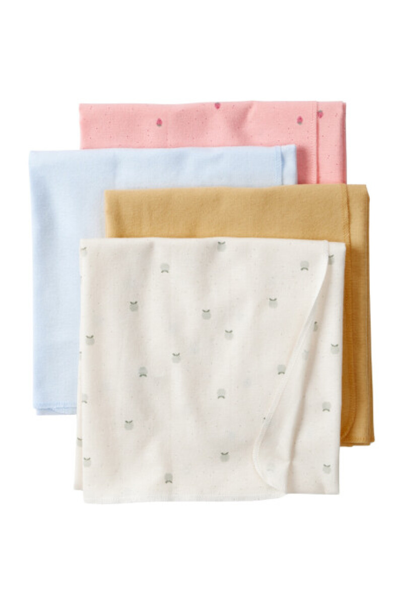 Pack x4 mantas recibidoras de algodón frutas Carters 