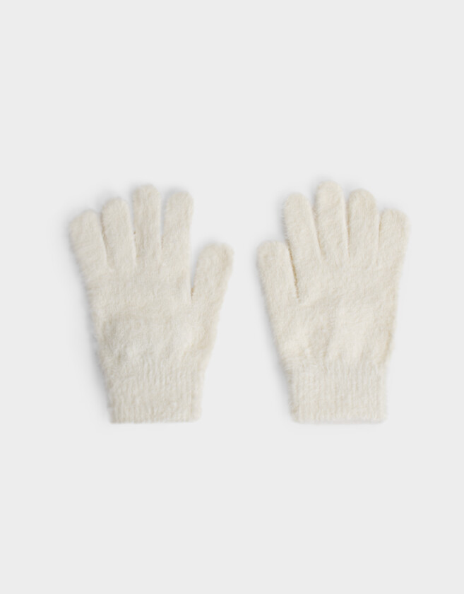 Guantes Varios Romántico Guantes Efecto Peluche - Blanco Crudo