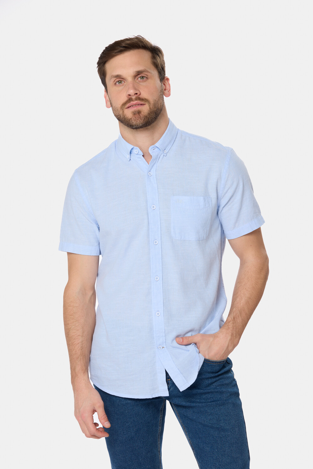 CAMISA DE LINO Celeste
