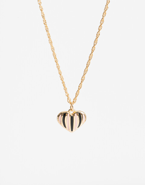 Cadena Corta con Dije Metal Collar Con Dije Corazón Bañado En Oro - Dorado