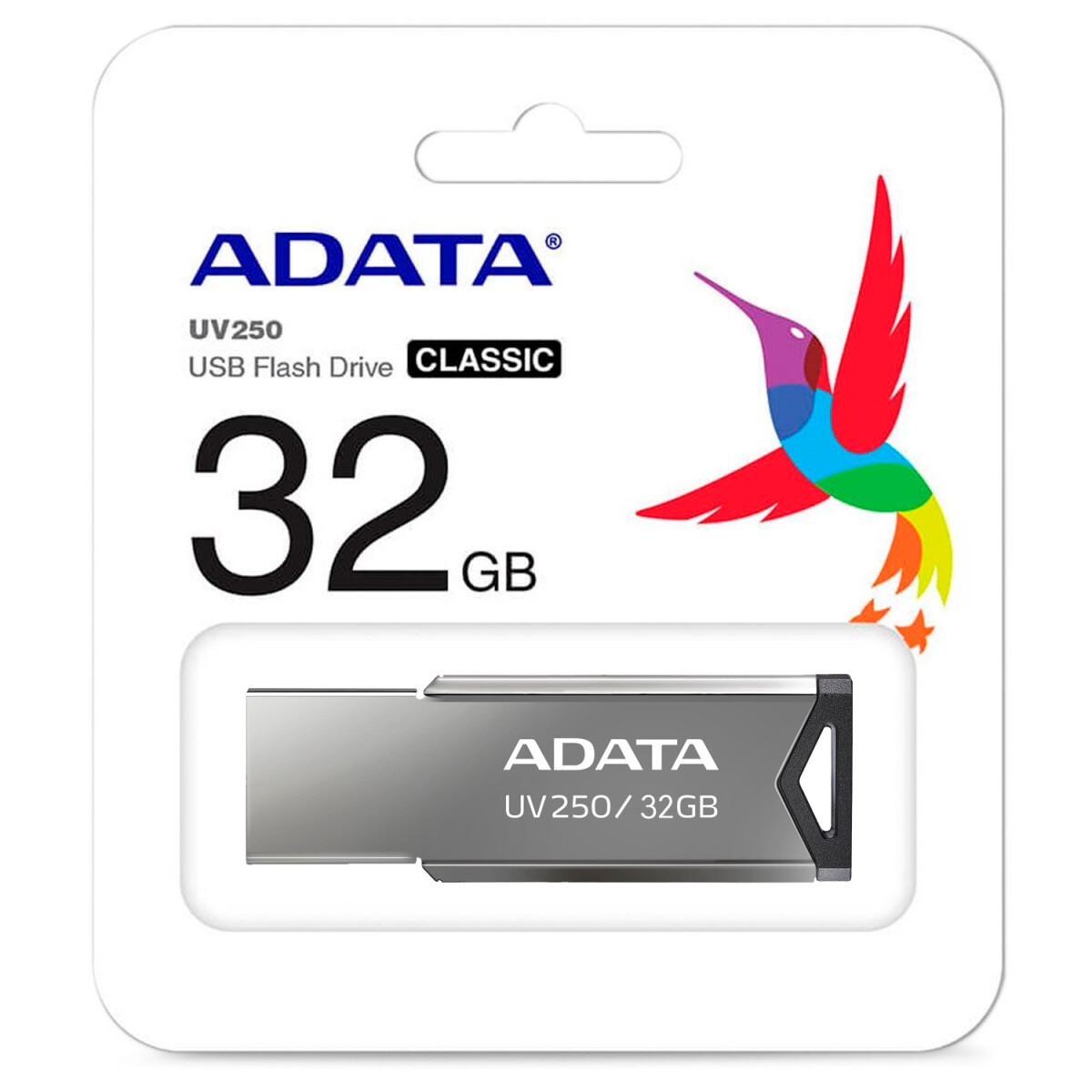 Pendrive Adata Uv250 32gb Metálico Black - PENDRIVE ADATA 32GB METáLICO BLACK 
