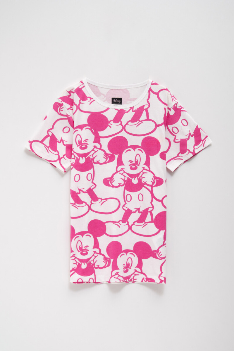 Camiseta manga corta estampada - Mickey Disney- fucsia 