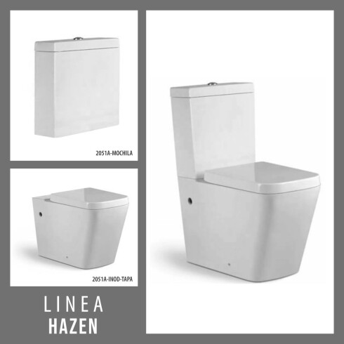 Juego De Inodoro, Tapa Cierre Suave Y Mochila, Linea Hazen, Aqualia 000