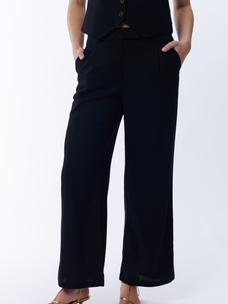 Pantalón Formal Con Lino Negro