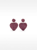 Pendientes Corazón De Rafia violeta