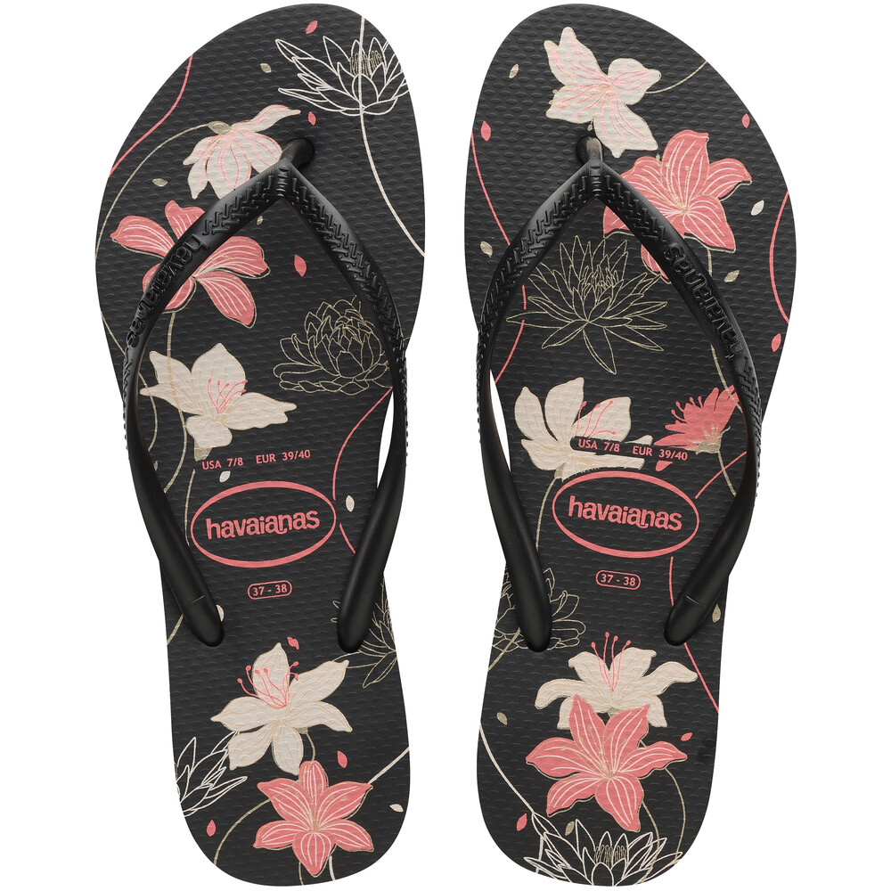 Sandalias Havaianas Slim Organic FC Mujer Negro/Oscuro Ceniza/Rosa Claro