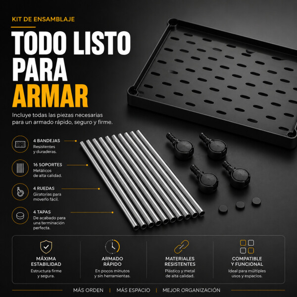 Carrito Organizador Auxiliar Multituso 5 Niveles Con Ruedas Negro 1