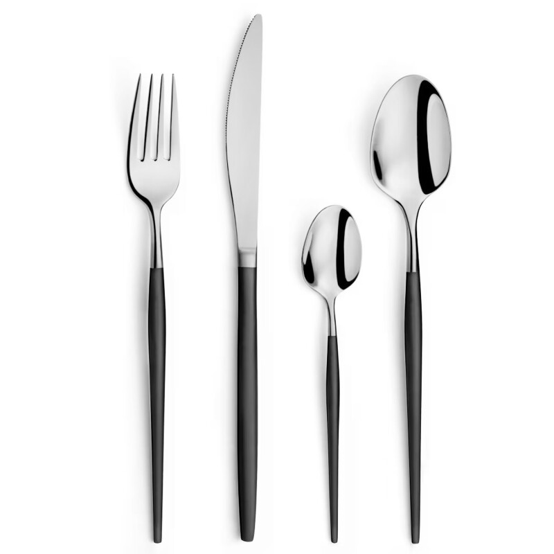 Set de 24 Cubiertos Selecta Osaka Plateado/Negro Set de 24 Cubiertos Selecta Osaka Plateado/Negro
