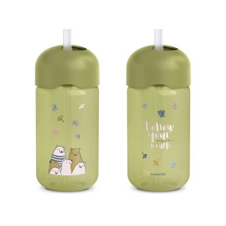 Vaso con Pajita Estampado Osos Antiderrame Verde