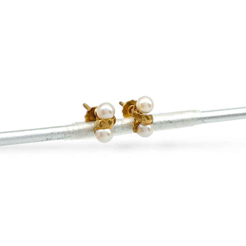 Caravanas doble perlas - Oro bajo - Perla de cultivo- CA8206 conperla