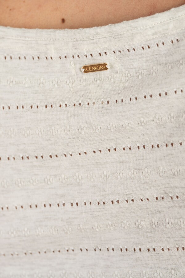 Remera Texturada Escote V Gris Melange