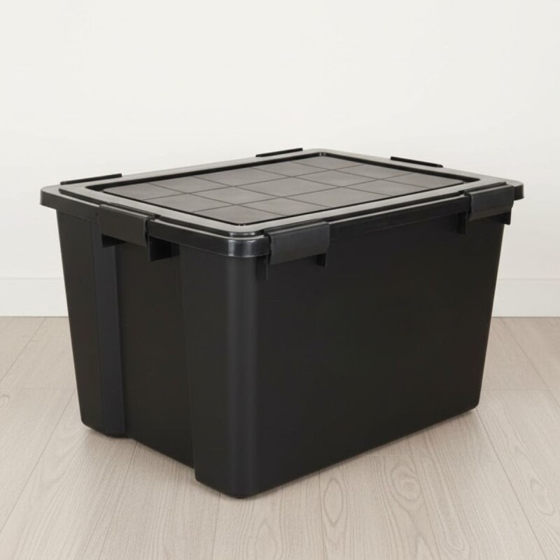 Set x2 Cajas organizadoras 80lts con 6 trabas NEGRO