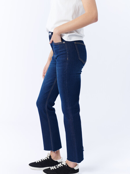 PantalÃ³n Jean Cropped Flare Azul oscuro