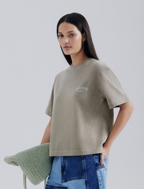 BLUSA EN ALGODÓN SUPERCOTTON CON ESTAMPA VERDE