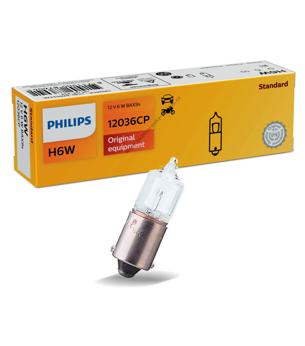 LAMPARA - HALOGENA 12V 6W BAX9S H6W = H6W PHILIPS 