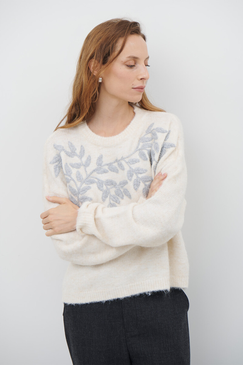 BUZO BORDADO FLOR NATURAL