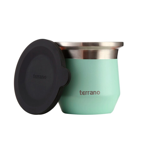 Mate Terrano Flap con Tapa Acero Inoxidable VERDE-AGUA