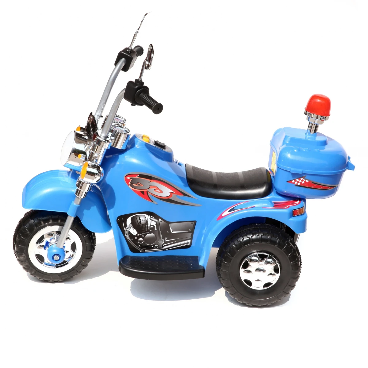 Moto de Policía a Batería para Niños 4 Funciones Luces y Sonido - AZUL 