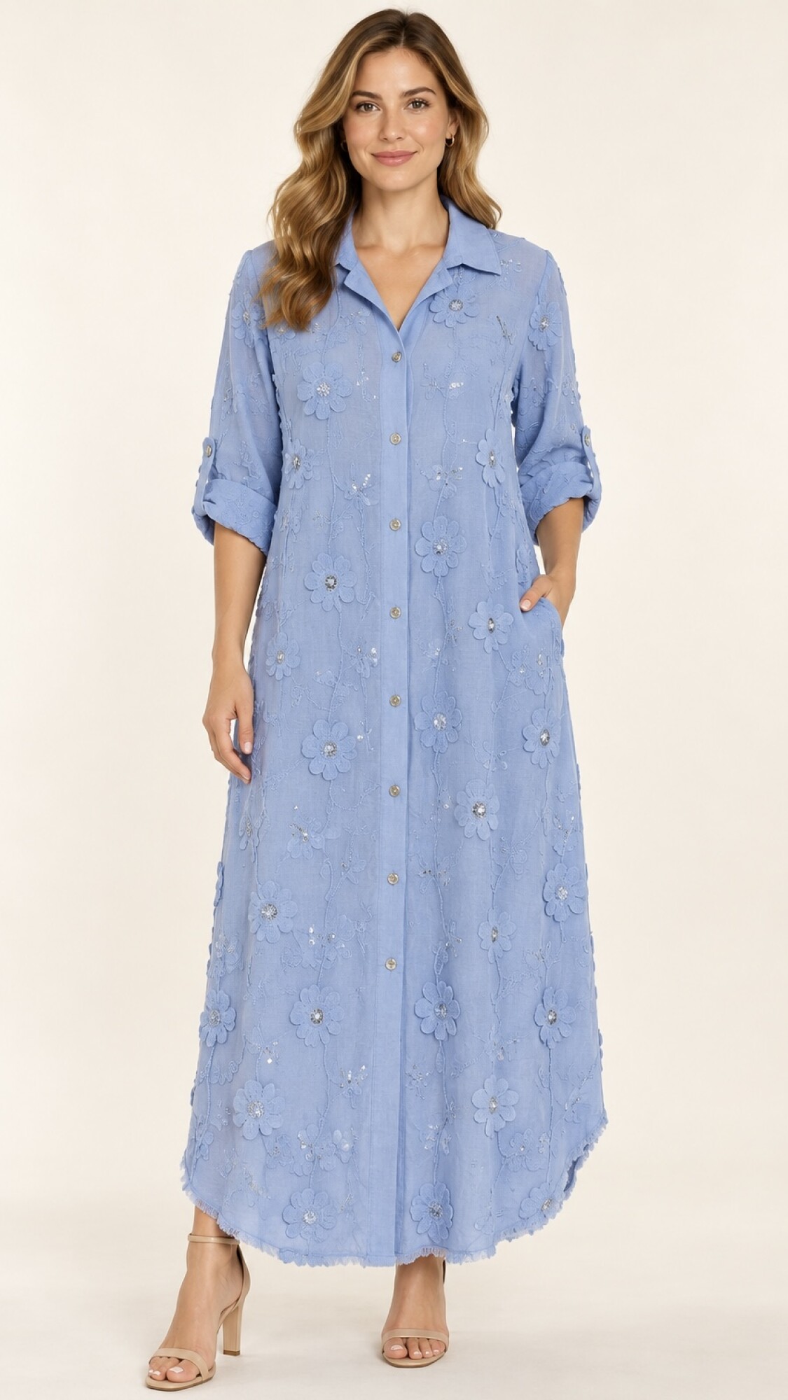 VESTIDO CAMISERO ALEM Celeste