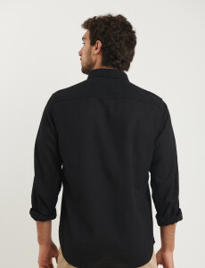 011665 CAMISA DE LINO HARRINGTON LABEL Negro