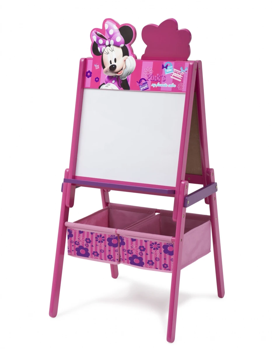 Pizarrón Minnie Mouse Disney Doble Cara con Organizador de Juguetes - ROSA-FUSCIA 