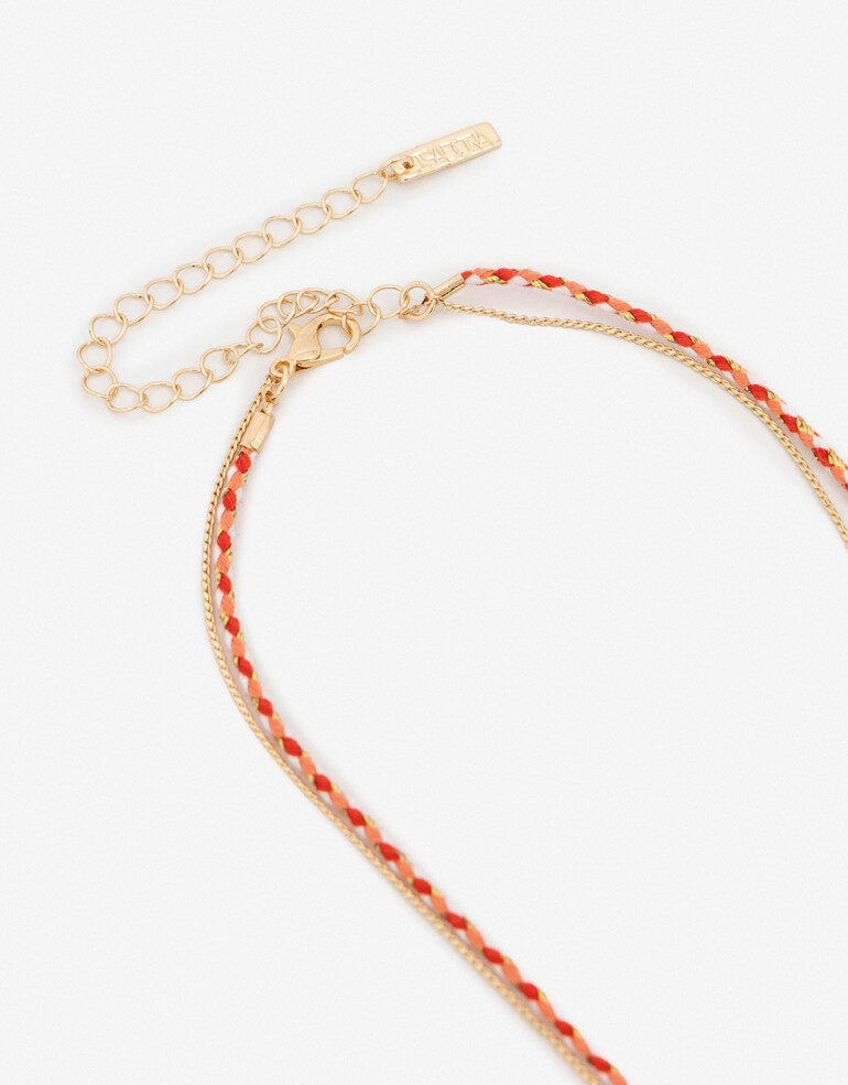 Cadena Corta con Dije San Valentin Collar Cadena Y Cordón Amor - Dorado Plata Cepillada