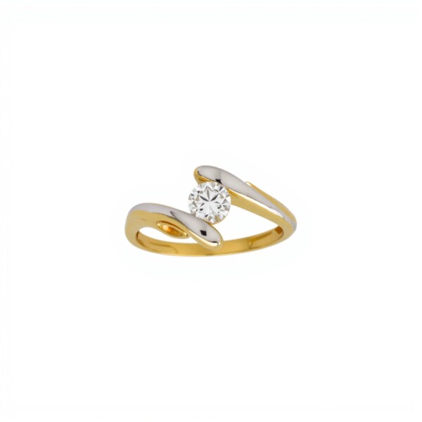 Anillo Cruzado Solitario -Oro bajo-Piedra Zirconia-AN8239 conpiedra