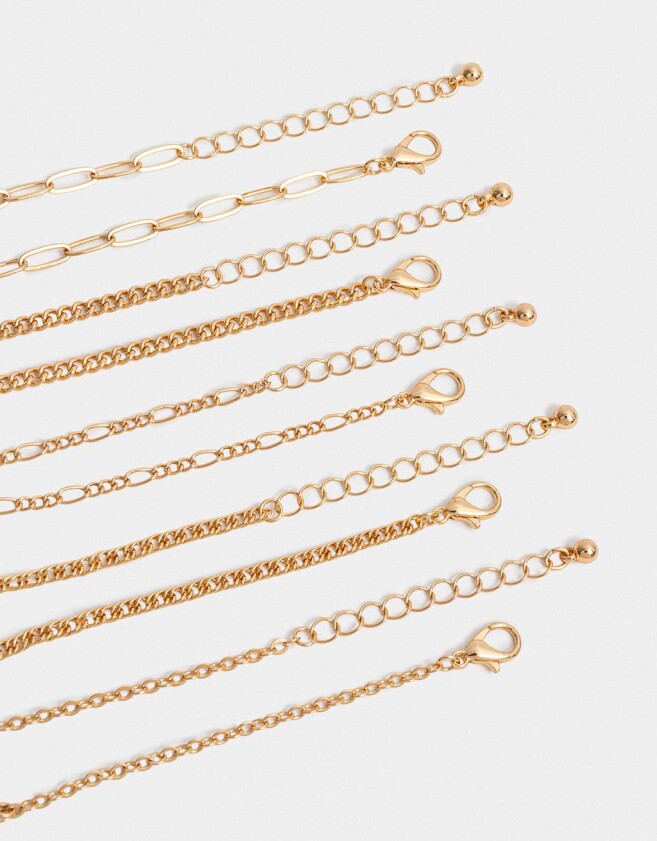 Pulseras Flexibles Sets Multi Cadenas Pulseras Flexibles Sets De Metal - Dorado